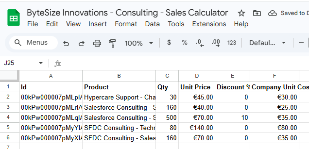 Opportunity Products data sheet